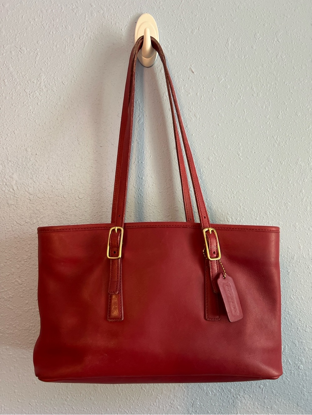 Vintage 2002 Coach Legacy Tote Bag 9813 Red Leather Shoulder Bag Y2K Shopper